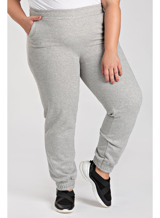 2859 2875 calca feminina jogger plus size em moletom peluciada bolsos laterais serena