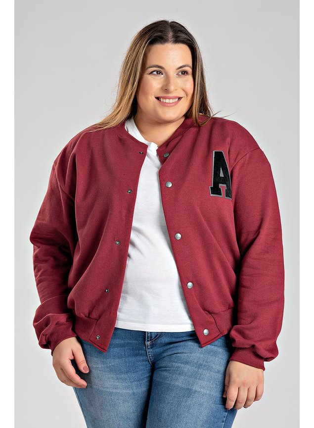 2854 jaqueta feminia plu size moletom peluciado com aplique e ribana nos punhos gola e barra 6