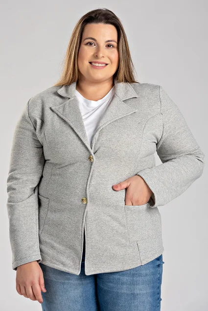 2857 2922 blazer feminino plus size em moletom peluciado fechamento com botoes serena 11
