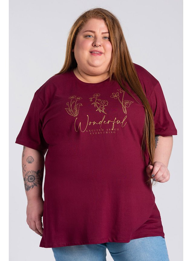 2991 t shirt feminina plus size malha algodao estampada wonderful excited about everything