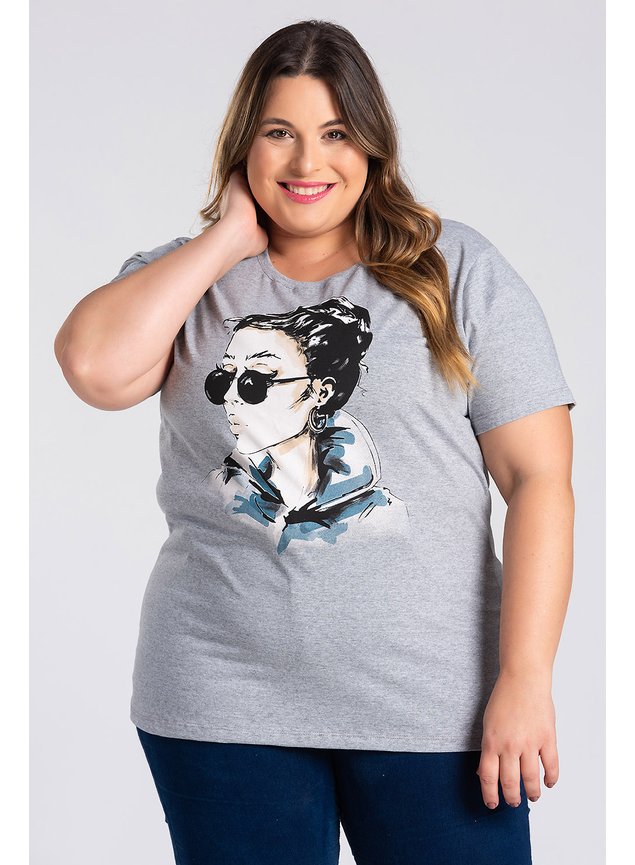 2993 t shirt feminina plus size malha algodao estampada 12