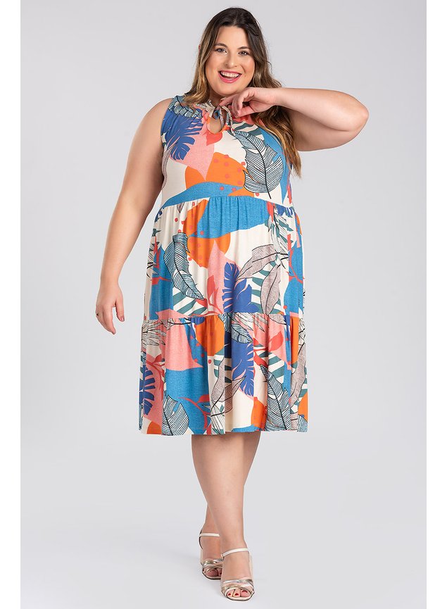 2976 vestido em viscolycra estampada com babados amarracao decote viscose viscolicra 3