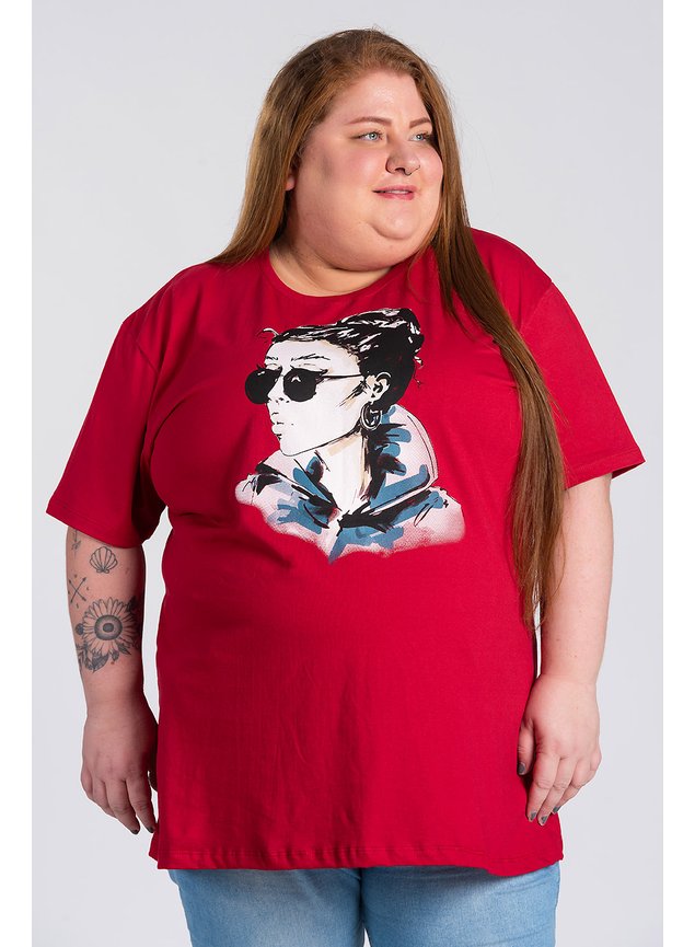 2994 camiseta t shirt feminina plus size em meia malha de algodao com estampa 4