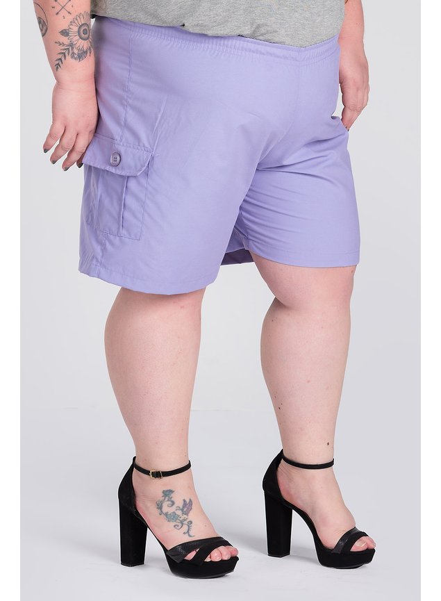 2810 bermuda feminina plus size em sarja bolso cargo elastico cos sarja 6