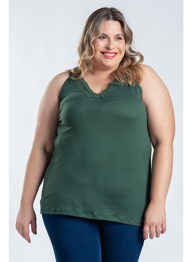 2946 regata feminina plus size malha suedi suede suedy renda gripi detalhe decote serena moda prime 10