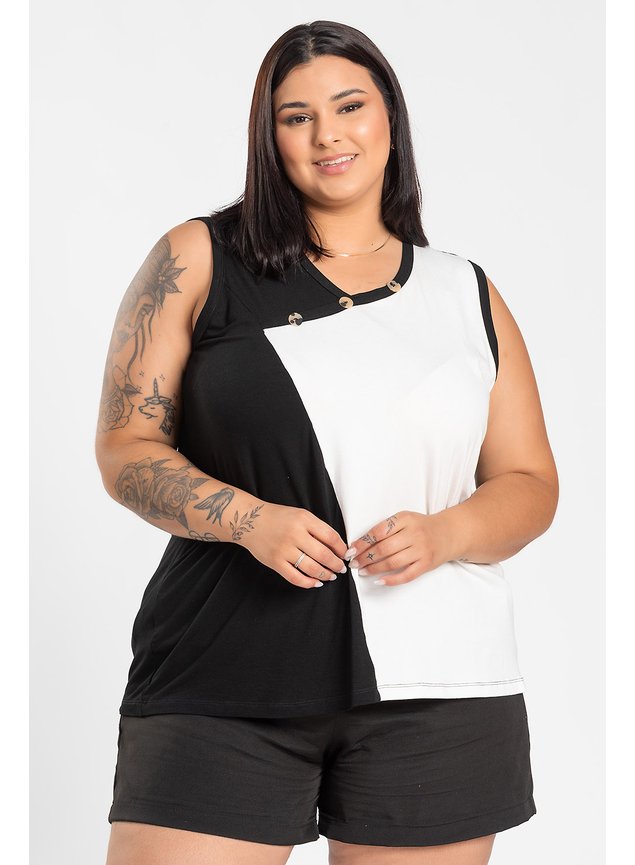 2969 regata feminina plus size detalhe contrastante botao decote regata viscolycra regata viscolicra regata extra grande 2