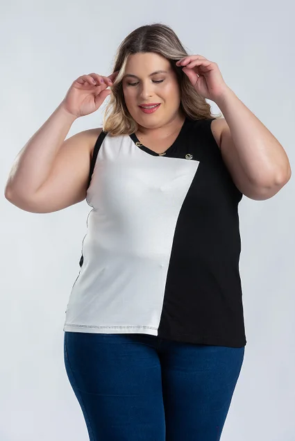 2968 regata feminina plus size detalhe contrastante botao decote regata viscolycra regata viscolicra regata extra grande 9