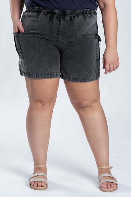 2810 bermuda feminina plus size de sarja short feminino plus size de sarja short bolso cargo 1