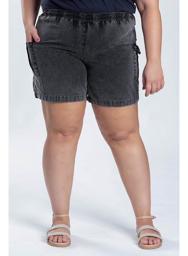 2810 bermuda feminina plus size de sarja short feminino plus size de sarja short bolso cargo 1