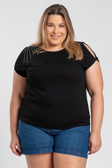 2954 blusa feminina plus size com detalhe de strass no ombro detalhe ombro de fora malha viscose blusinhas para o dia a dia 1