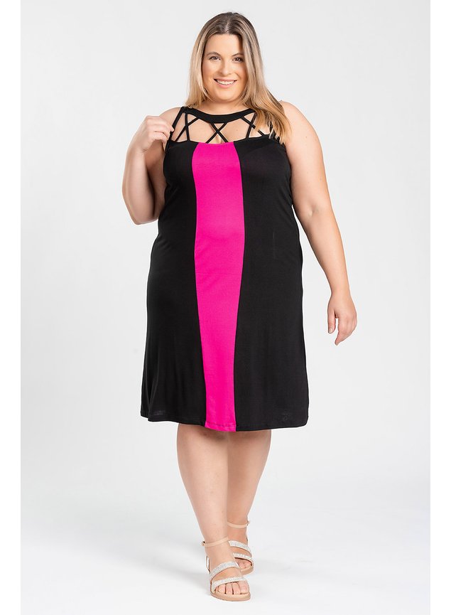 3003 vestido longo feminino plus size malha viscose detalhe faixa contrastante duas cores contratante viscose 3