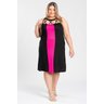 3003 vestido longo feminino plus size malha viscose detalhe faixa contrastante duas cores contratante viscose 3