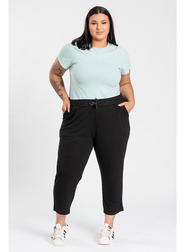 2977 calca capri feminina plus size malha viscose bem elaborada com cordao fake calca super estilosa para andar no dia a dia 1