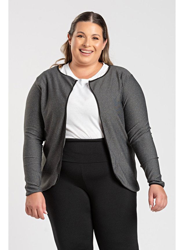 3046 blazer feminino plus size sem botao contraste blazer plussize feminino confortavel casaco feminino plus size detalhe contra