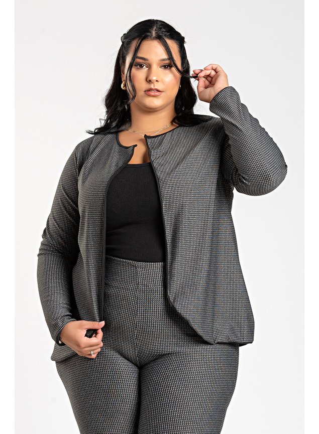3073 blazer feminino plus size sem botao contraste blazer plussize feminino confortavel casaco feminino plus size detalhe contra 3