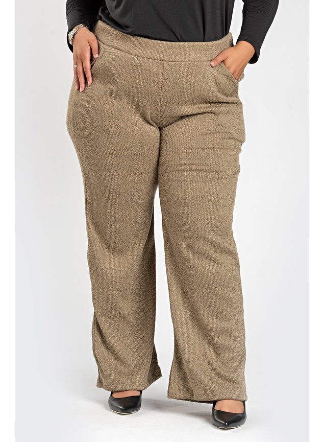 3082 calca pantalona plus size feminina com bolsos na lateral confortavel malha tricot calca pantalona plussize com cos alto bolsos 1