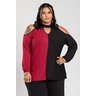 3078 blusa feminina plus size mangas morcegos bicolor blusa manga longa feminina plussize detalhe vazado blusinha manga longa plus
