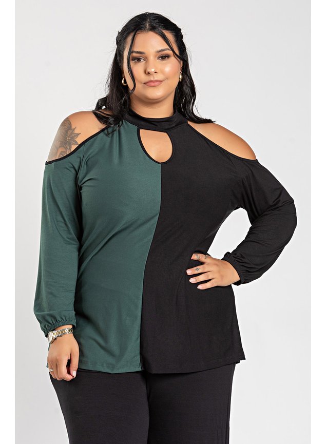 3078 blusa feminina plus size mangas morcegos bicolor blusa manga longa feminina plussize detalhe vazado blusinha manga longa fem