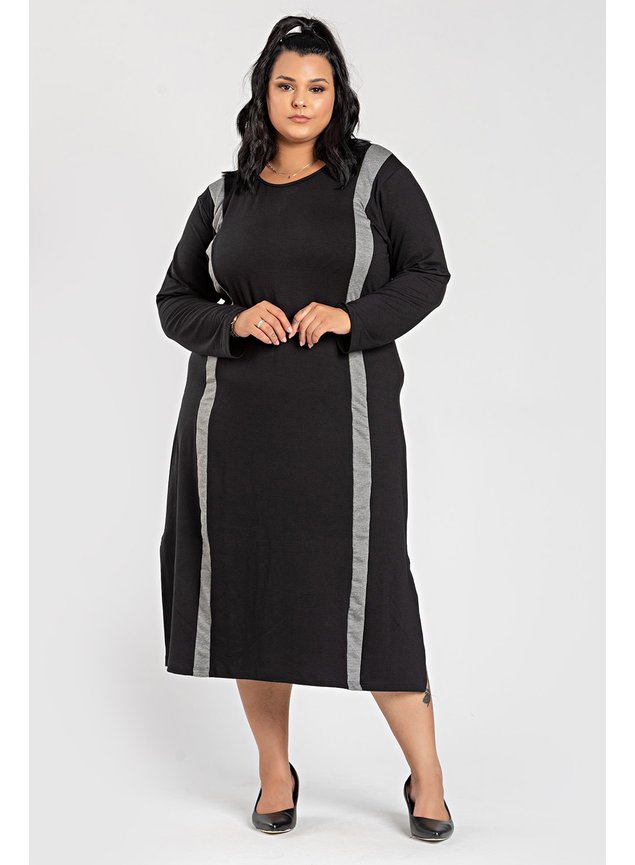 3083 vestido feminino plus size moletinho faixa contraste vestido longo viscose com elastano vestido molinho e confortavel plus 7