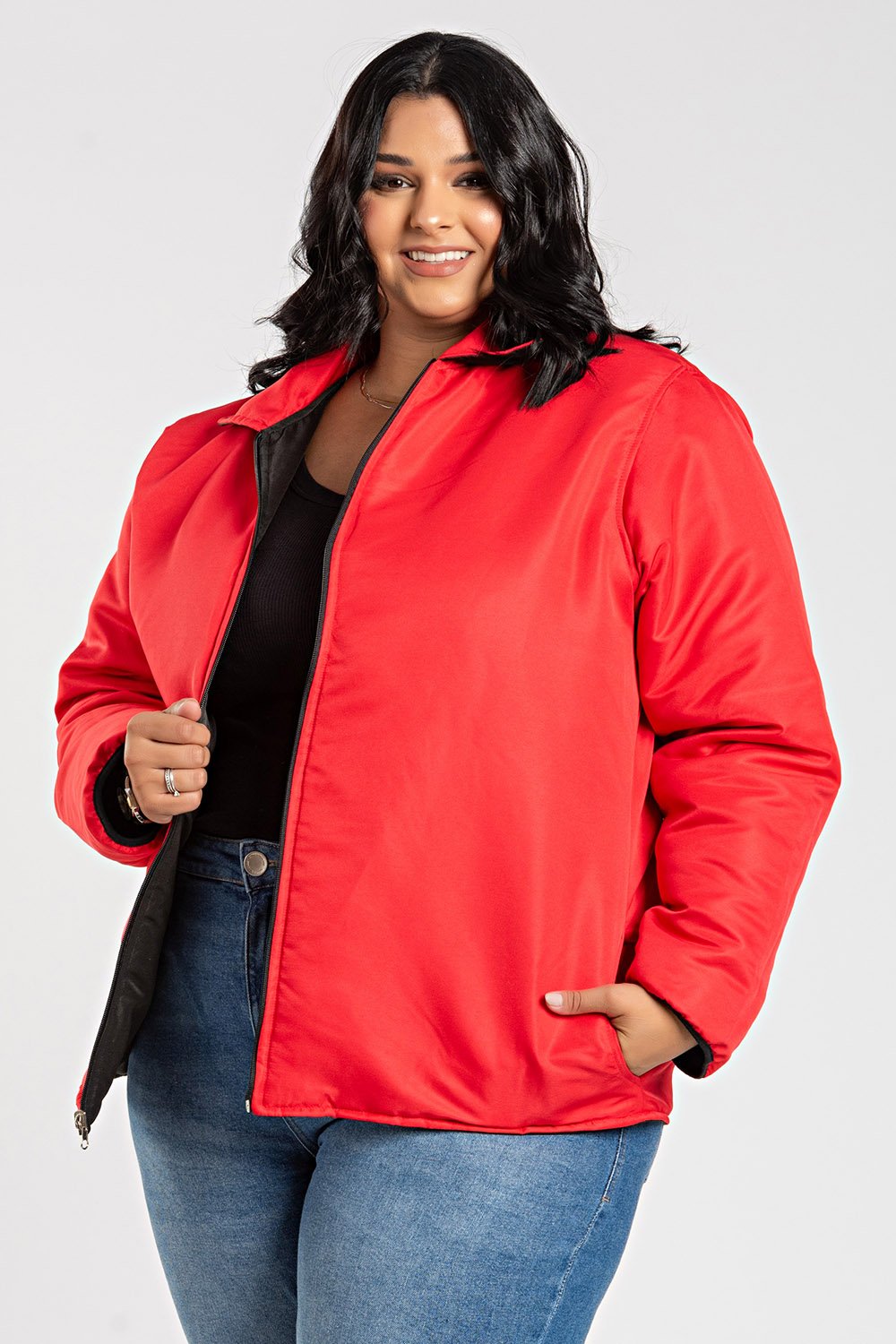 Jaqueta Feminina Plus Size Dupla Face Microfibra - Serena