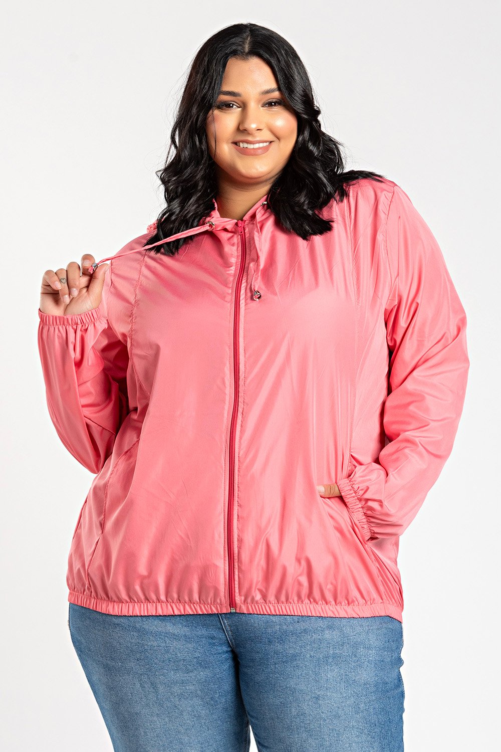 Jaqueta Feminina Plus Size Microfibra Corta Vento Sem Forro Bolsos