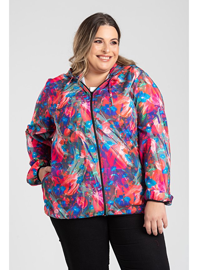 Jaqueta Feminina Plus Size Corta Vento Com Elastano Sem Forro Serena