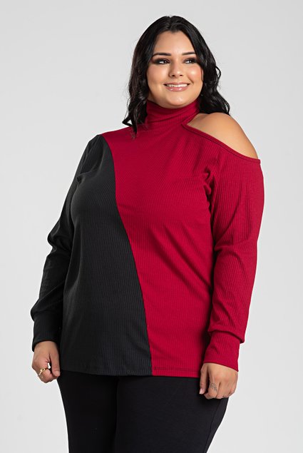 3087 blusa feminina plus size ribana canela bordo 2