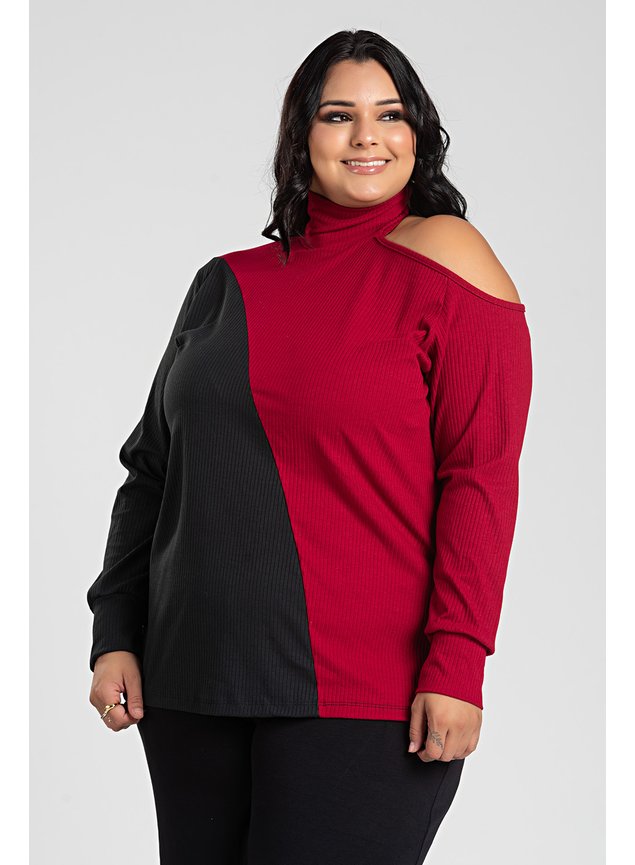 3087 blusa feminina plus size ribana canela bordo 2