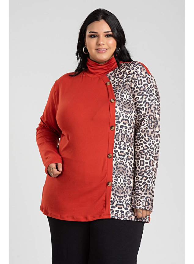3088 blusa feminina plus size detalhe animal ferrugem 5
