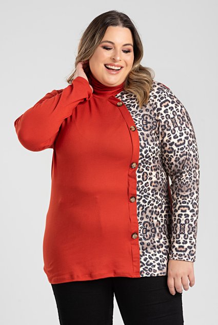 3037 blusa feminina plus size detalhe animal ferrugem 5