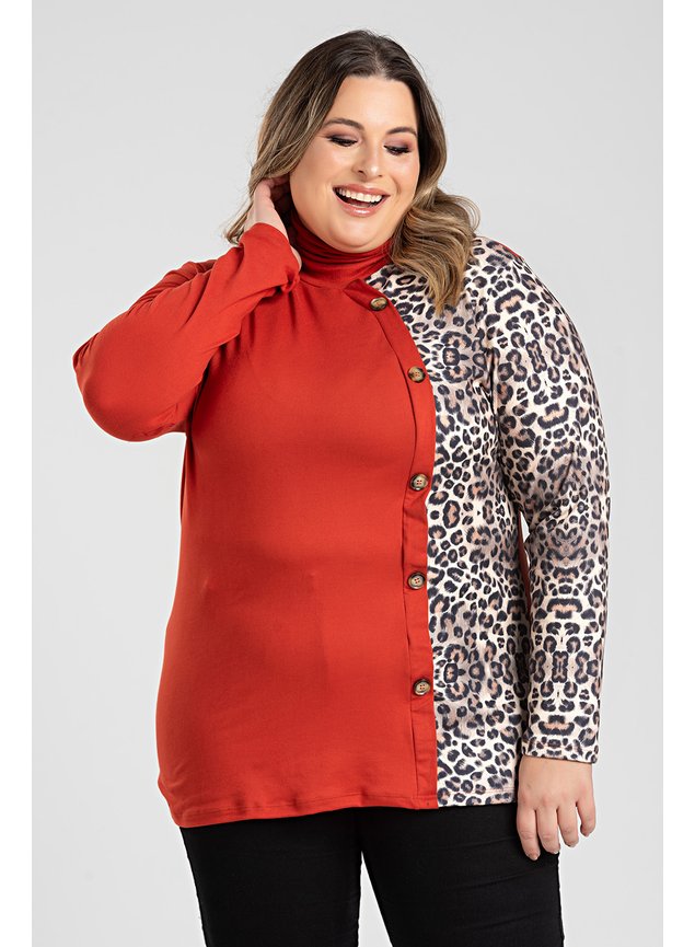 3037 blusa feminina plus size detalhe animal ferrugem 5