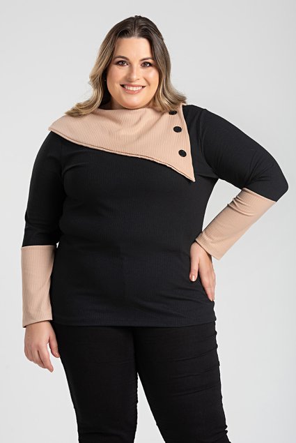 3035 blusa femenina plus size ml ribana canelada 3