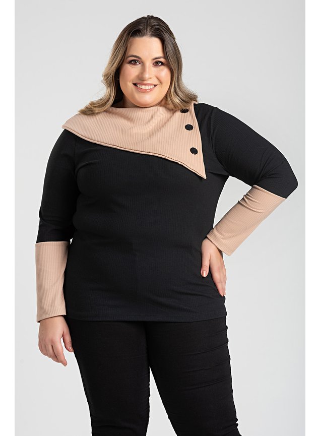 3035 blusa femenina plus size ml ribana canelada 3