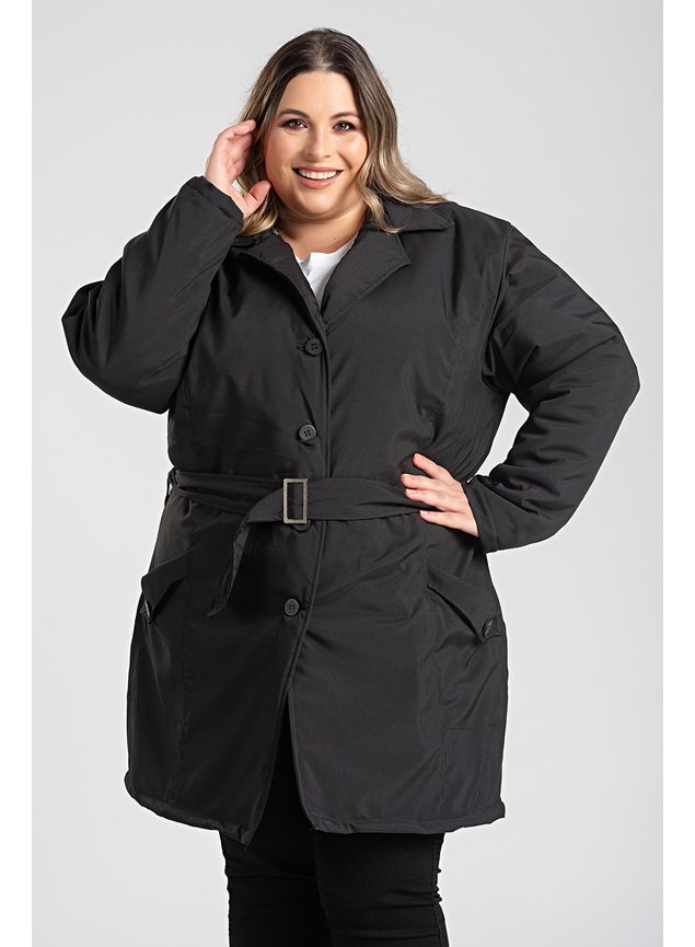 1443 sobretudo feminino plus size microfibra preto 3