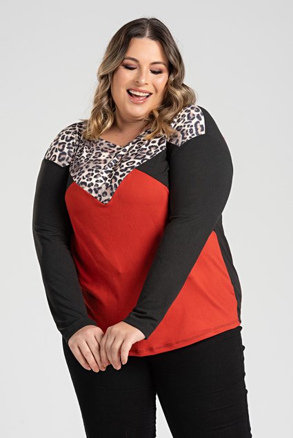 3033 blusa feminina plus size biocolor preto 1