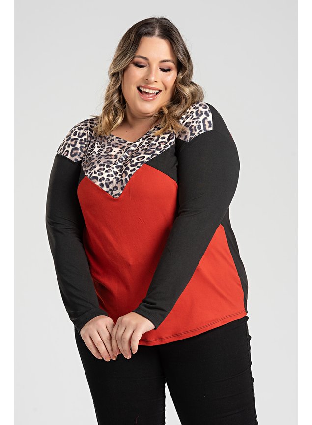 3033 blusa feminina plus size biocolor preto 1