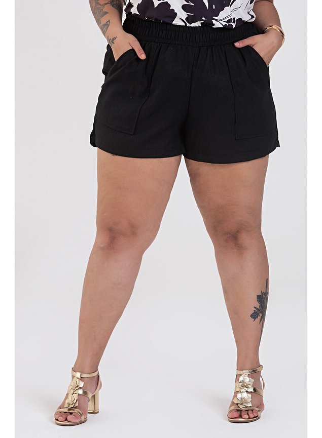 3133 shorts feminino shorts eco linho sorts plus size shorts com bolso shorts verao 2024 2025 1