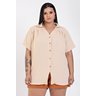 Camisa Feminina Plus Size Manga Curta Com Fechamento de Botões Tecido Modelo Confort - Serena