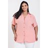 Camisa Feminina Plus Size Manga Curta Com Fechamento de Botões Tecido Modelo Confort - Serena