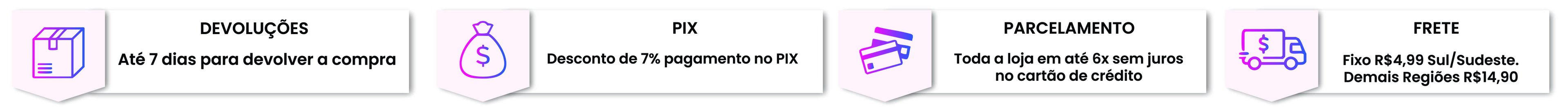 Barra de Informações Frete a Condições de Pagamento barra informacoes frete novo modelo 7 pix frete gratris padrao loja