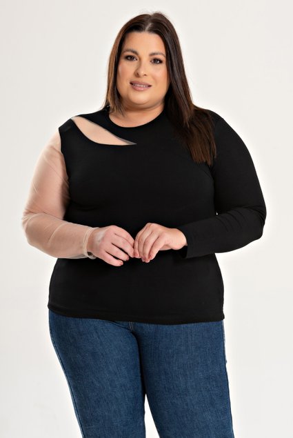3179 blusa femina plus size ml viscose detalhe de tule 5