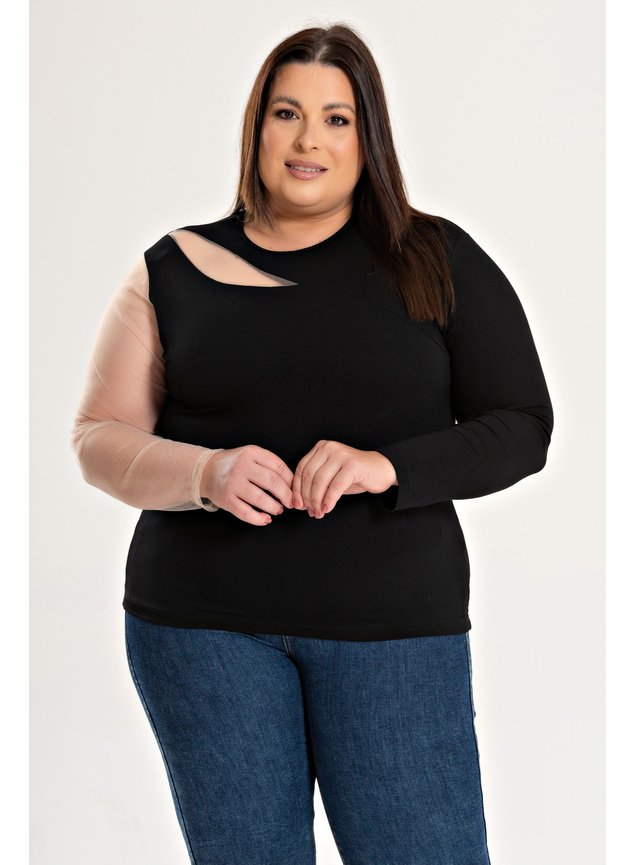 3179 blusa femina plus size ml viscose detalhe de tule 5
