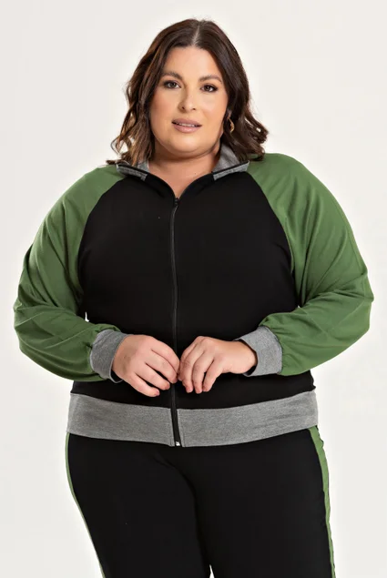 3181 jaqueta feminina plus size de molecotton com detalhe nas mangas 7