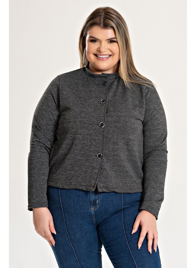 3196 blazer feminino plus size malha jacquard 1