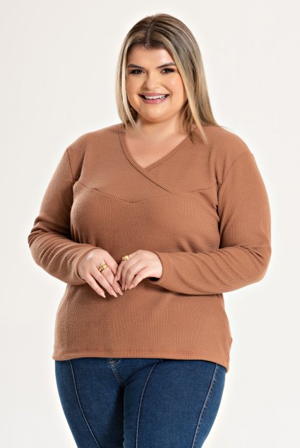 3186 blusa femina plus size ribana santorini decote transpassado 8