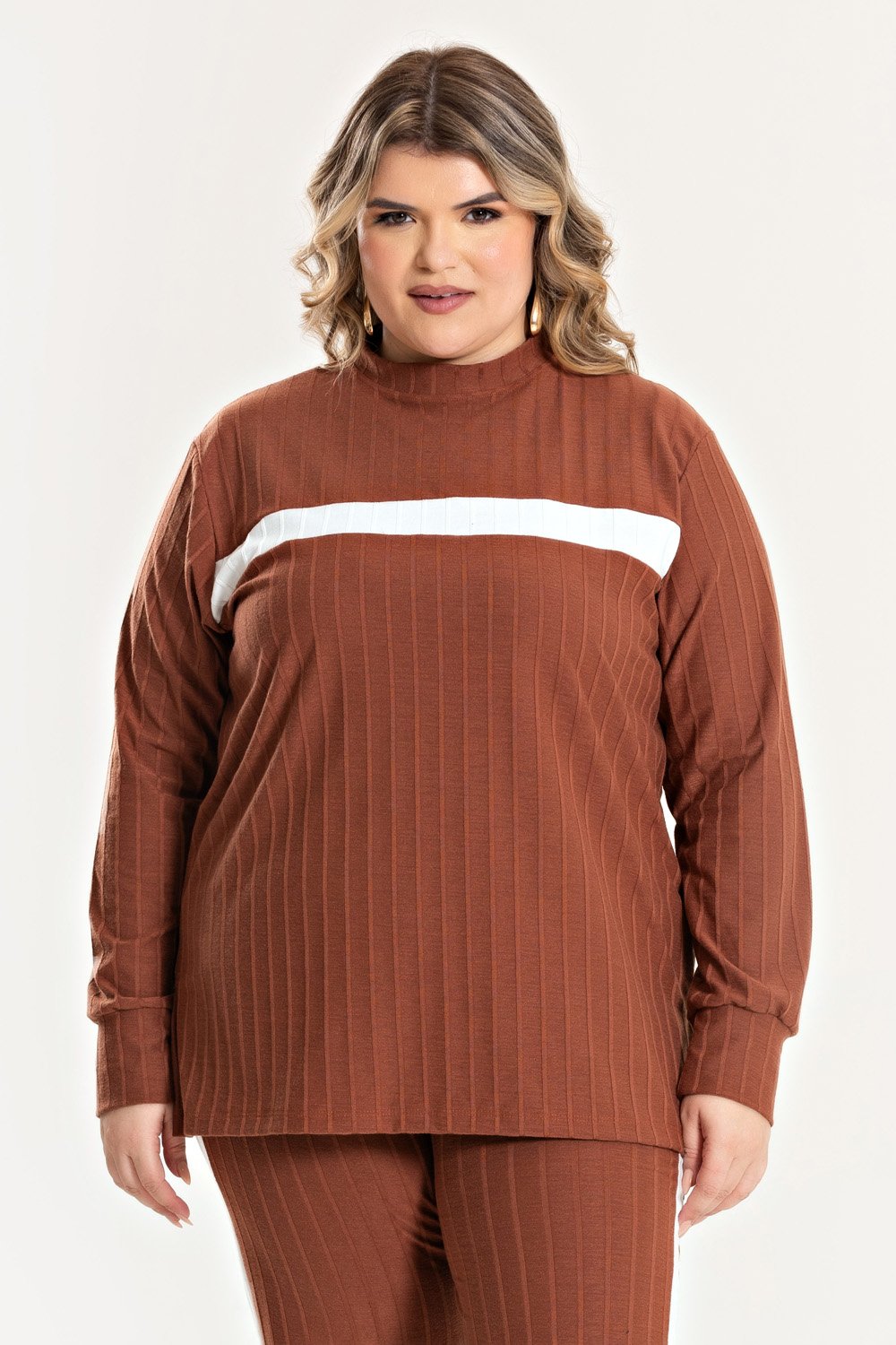 Blusa Feminina Manga Longa Plus Size Visco Confort Básica - Serena