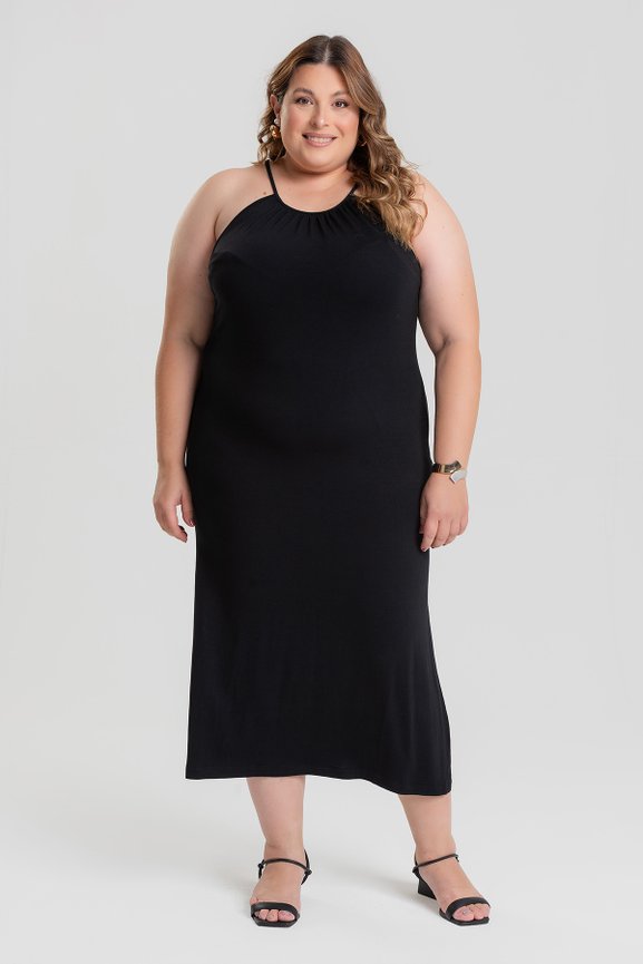 Vestido Midi Plus Size com Fenda | ModaPrime